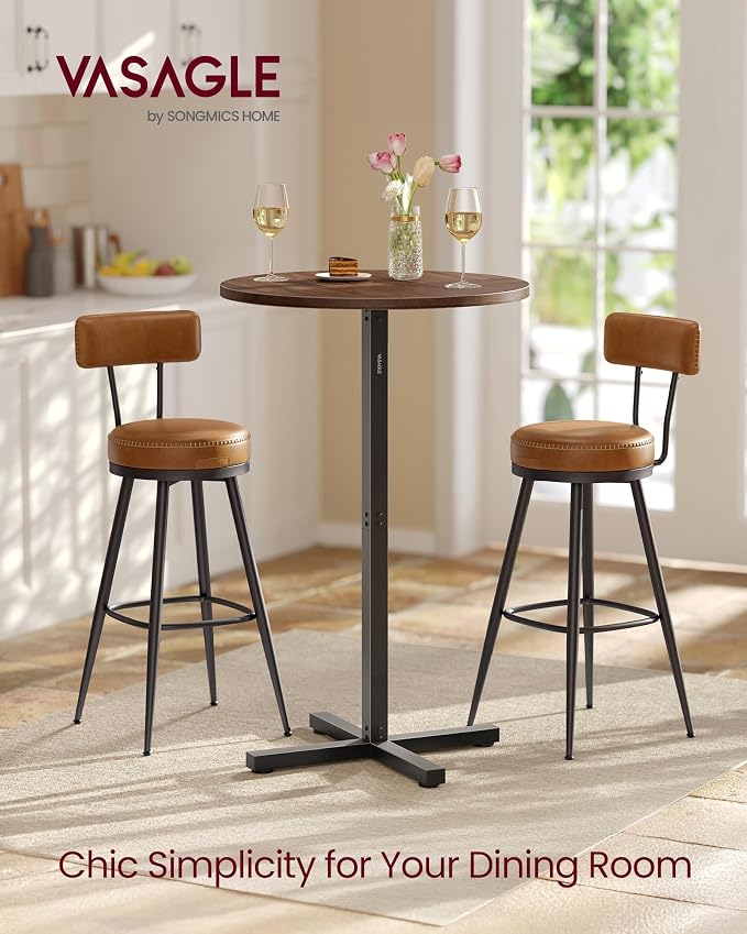 VASAGLE Round Cocktail Table, High Top Bar Pub Table - Image 2