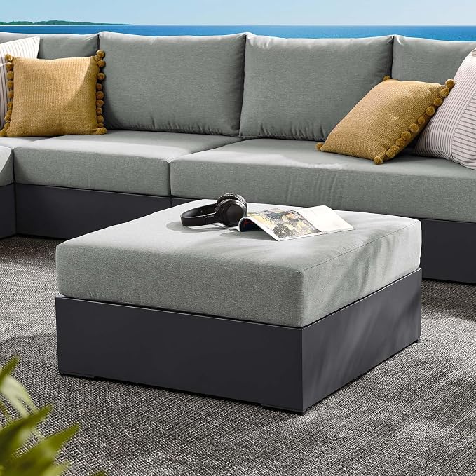 Modway Tahoe Aluminum Ottoman Gray - Image 2