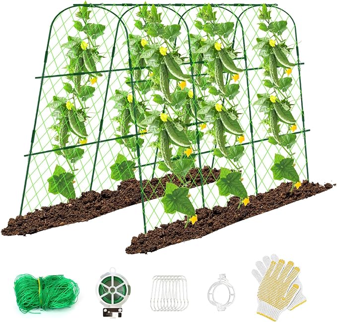 65"×48" Cucumber Trellis for Raised Bed, U-Shape Garden Trellis for Climbing by HOYEJYOU