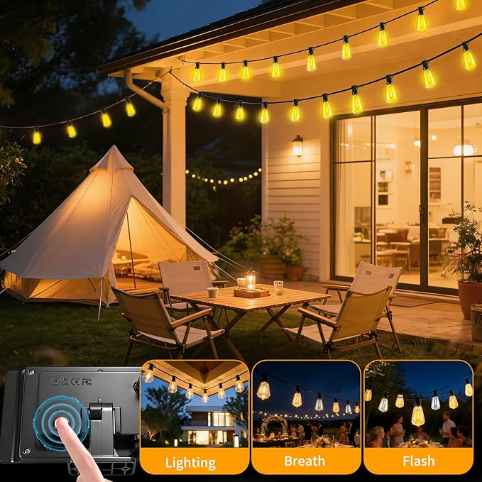 Solar Lights Outdoor Waterproof: ST38 100FT 30M Shatterproof Bulbs Patio Lights - Image 3