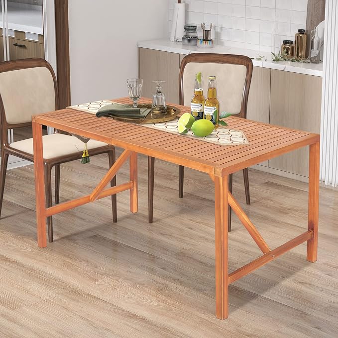 Tangkula 55" Acacia Wood Outdoor Dining Table - Image 8