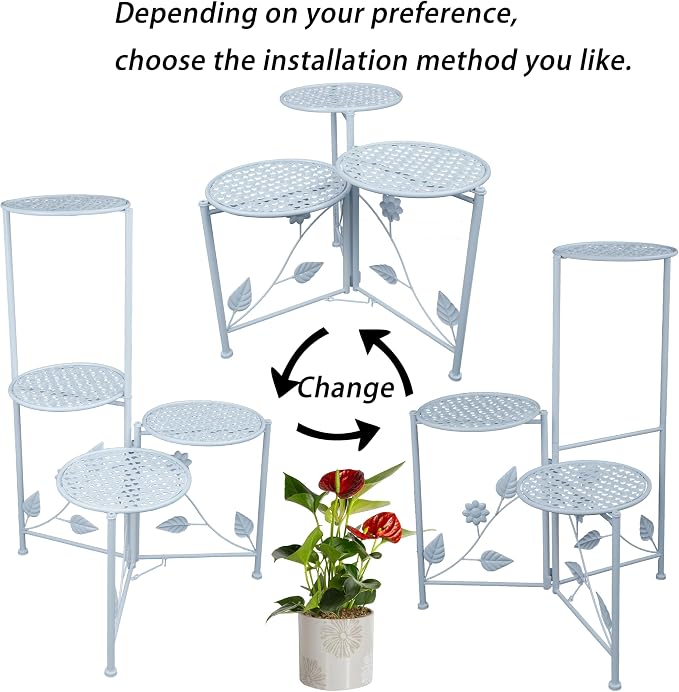 Plant Stand Indoor Outdoor, 3/4 Tier 30" Tall Metal Flower Pot Holder Shelves - Image 4