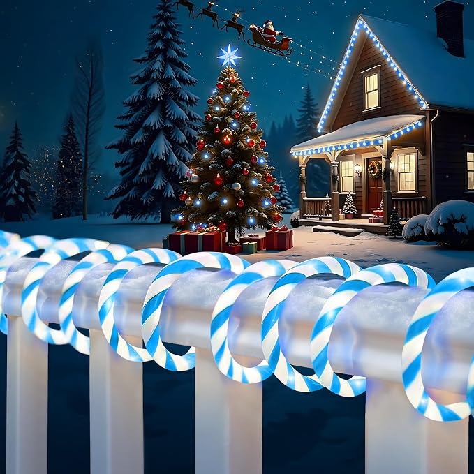 Jnaurb Christmas Candy Cane Lights, 66ft 480 LED Connectable Flexible White & by Jnaurb