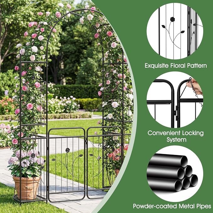 Giantex 87'' Metal Garden Arbor - Image 6