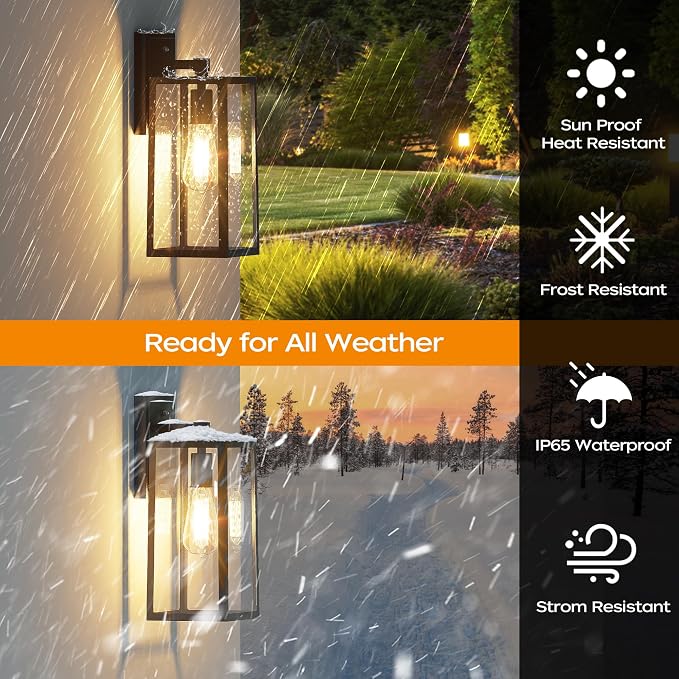 PARTPHONER Dusk to Dawn Outdoor Light Fixtures Wall Mount, Sensor Porch Lights - Image 3