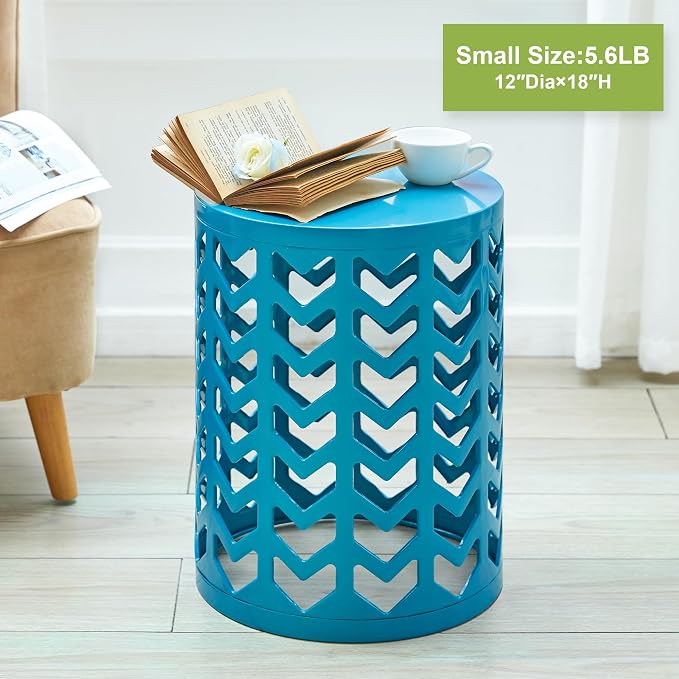Nesting Side Table Set of 3 Decorative Round Garden Stools - Image 6