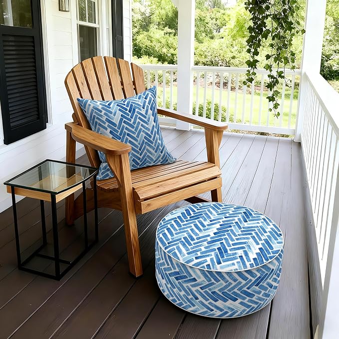 LVTXIII Indoor/Outdoor Inflatable Ottoman, All Weather Round Footrest Stool - Image 2