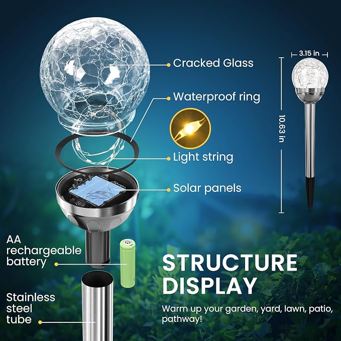 SOLPEX Solar Garden Lights String, 6 Pack Outdoor Christmas Decoration Warm - Image 7
