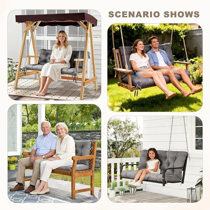 Porch Swing Cushion with Backrest, Waterproof Bench Cushion - Image 7