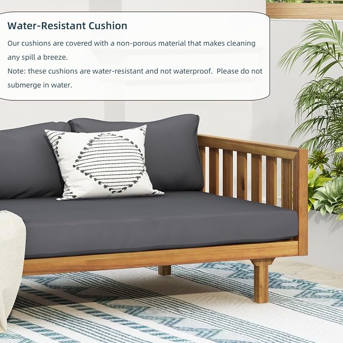 Merax Outdoor Acacia Wood Daybed, 3 Seater Day Bed Couch Sofa - Image 5