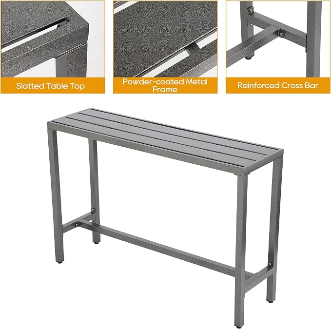 3-Piece Outdoor Patio Bar Set, Bar Height Patio Dining Set, Weather-Resistant - Image 3