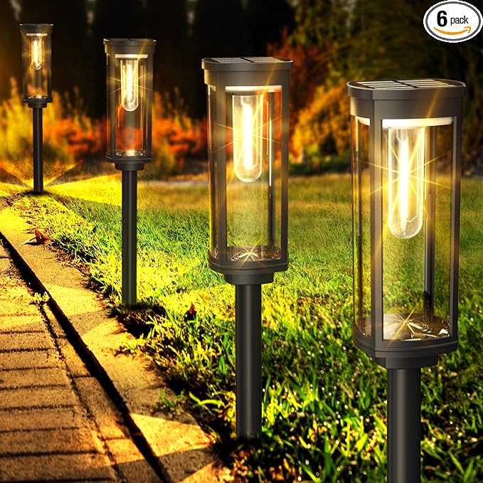 Solar Pathway Lights Outdoor 6 Pack, Bright Solar Path Lights Outside Waterproof by COXSENI
