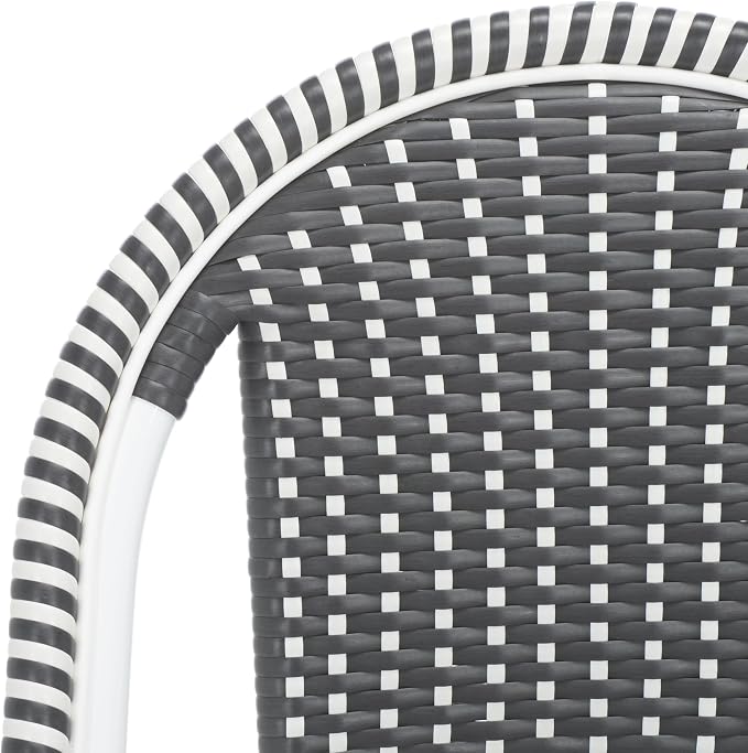 SAFAVIEH Outdoor Collection Torino Grey & White Parisian Bistro Chair Set of 2 - Image 6
