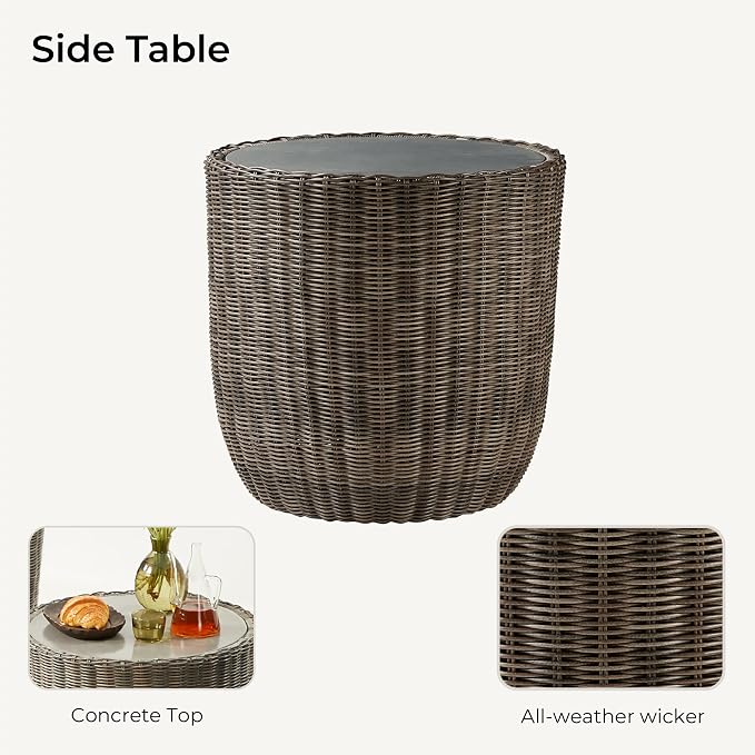 CHITA 3 Pieces Patio Wicker Furniture Set, Outdoor Rattan Bistro Set - Image 8