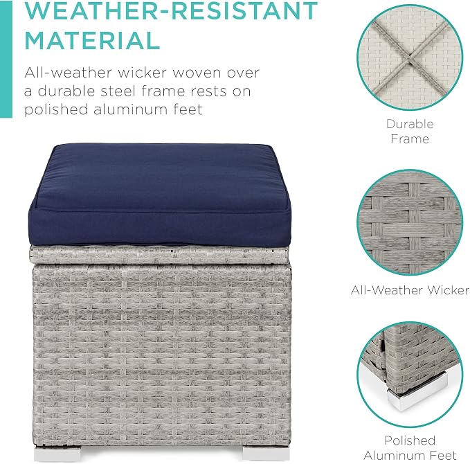 Best Choice Products Set of 2 Wicker Ottomans, Additional Seating, Side Table - Image 5