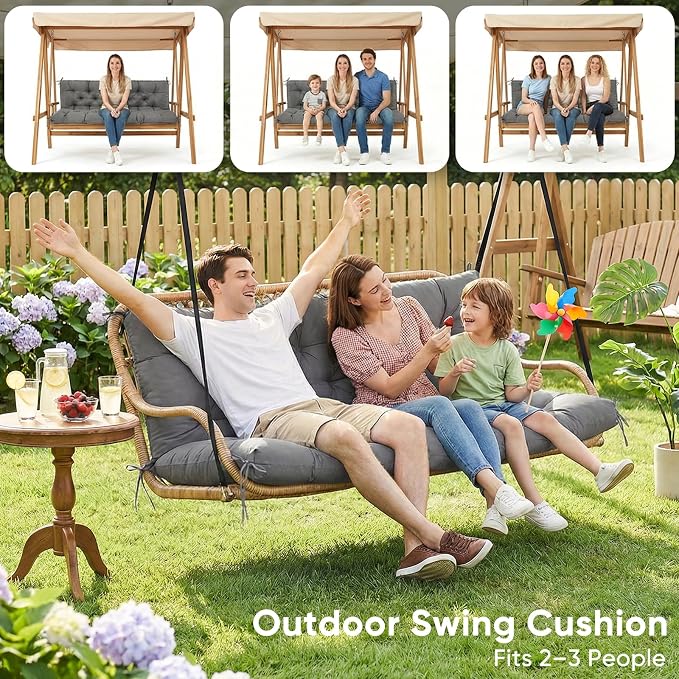 Porch Swing Cushions 60 Inch Waterproof, 2 3-Seater Replacement - Image 7