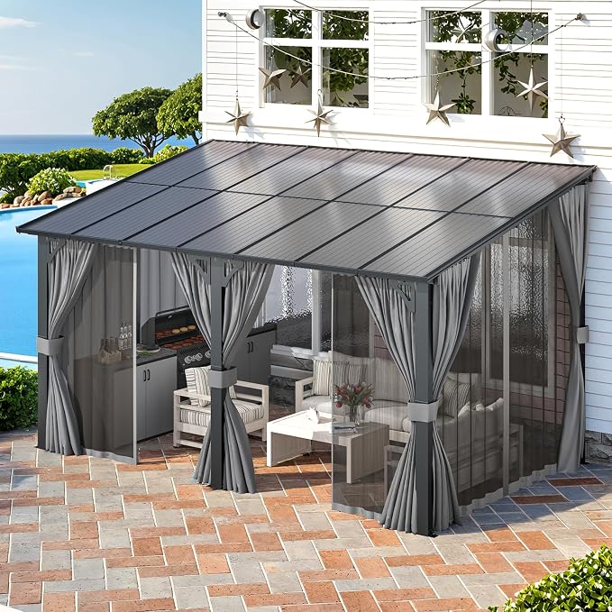 AECOJOY 14' x 8' Gazebo Outdoor Pergola, Hard Top Lean to 8x14 Gazebo - Image 5