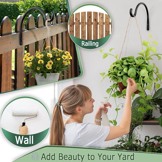 Qiang Ni Hanging Plant Bracket Hooks: 8 Inch Wall Plant Hook Planters and Decor - Image 3