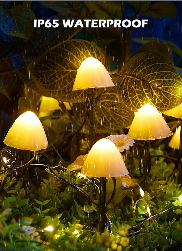 Solar Mushroom Garden Lights for Outside, 20 LED 32.8FT Solar Pathway Lights - Image 3