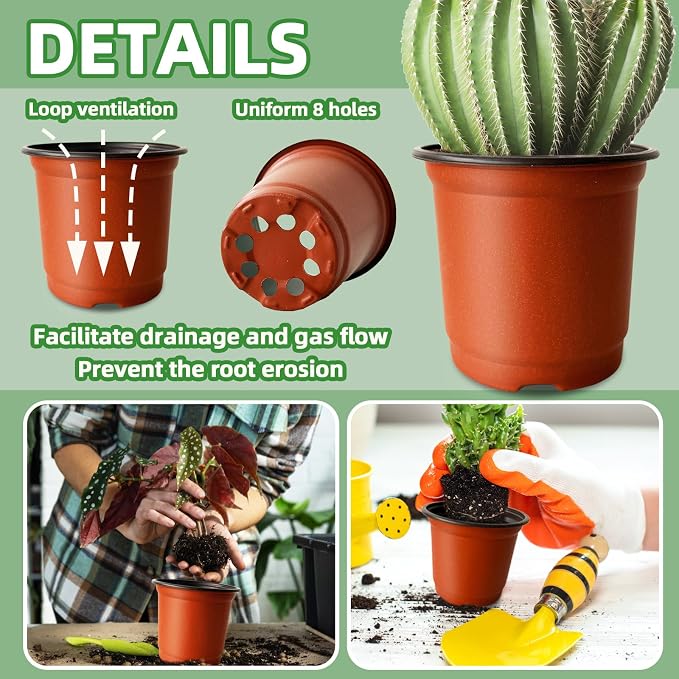 200 PCS Plastic Nursery Pots, 4 Inch Seedling Starting Pot - Image 5