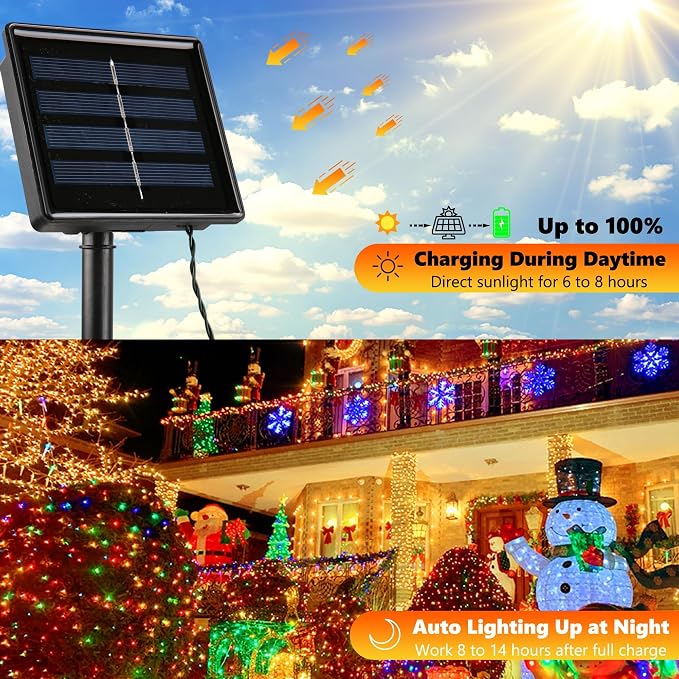 Joomer Solar Christmas Lights, 2 Pack Total 144 FT 400 LED 8 Modes Waterproof - Image 2