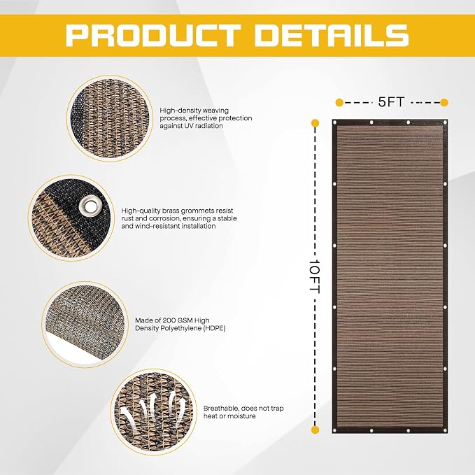5'x 10' Pergola Shade Cover - Image 3