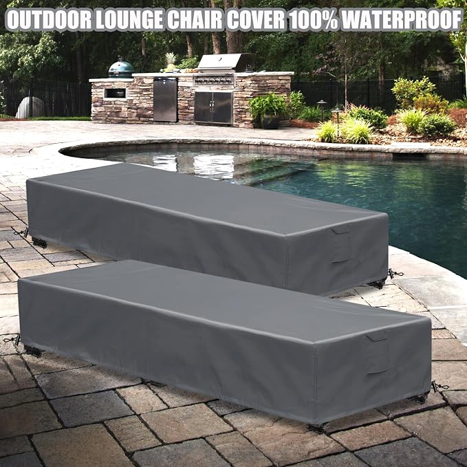 Waterproof Patio Lounge Chair Cover 1 Pack Outdoor Chaise Lounge Covers 600D - Image 9