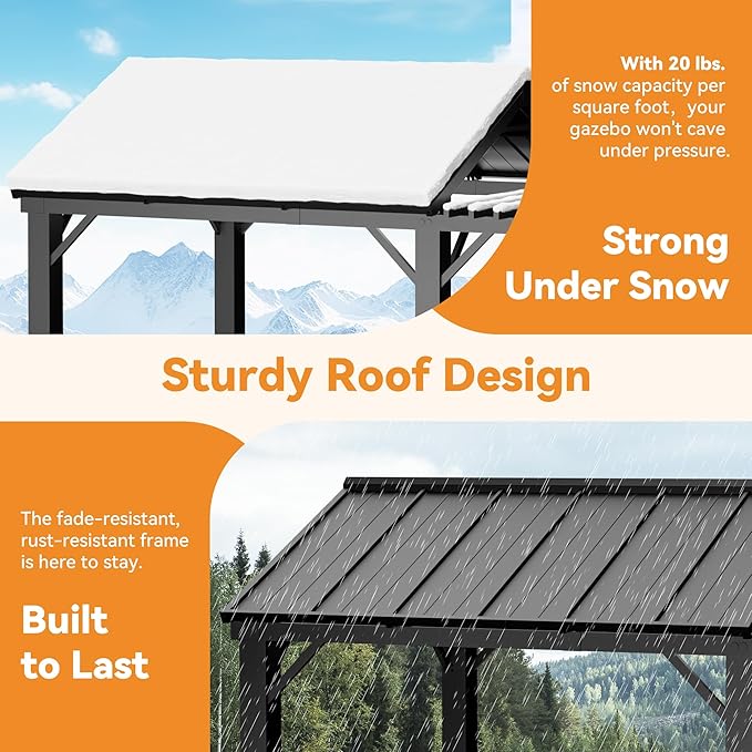 Grill Gazebo 6' x 8' with Galvanized Steel Roof and Pergola Extension, BBQ - Image 6