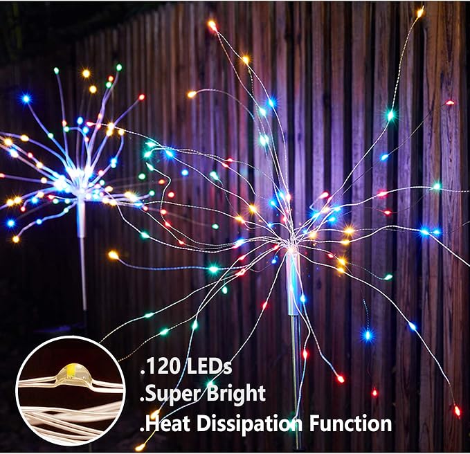 4 PCS Solar Firework Light, Outdoor Solar Garden Decorative Lights 120 LED - Image 6