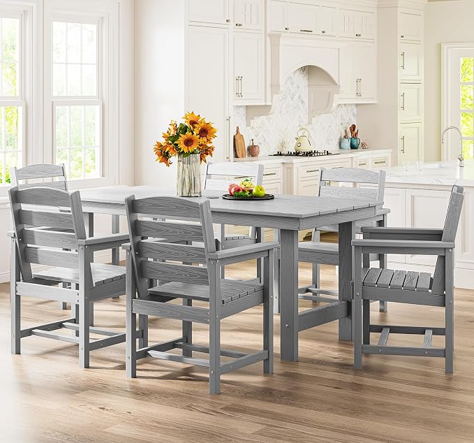 SERWALL Patio Dining Chair Set of 2, Light Gray - Image 7