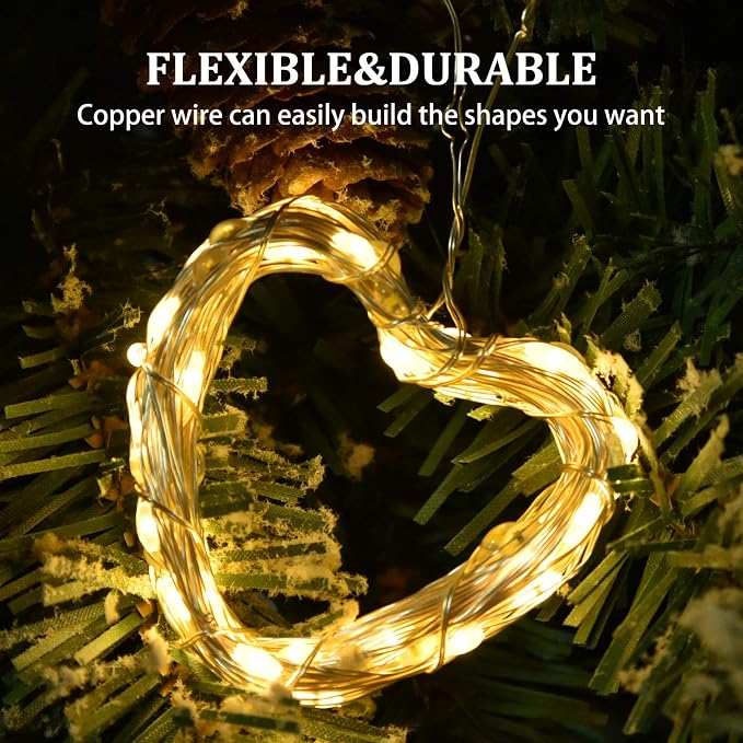 2 Pack 100 LED Solar Powered String Lights, Each 33FT Copper Wire 8 Modes Solar - Image 4