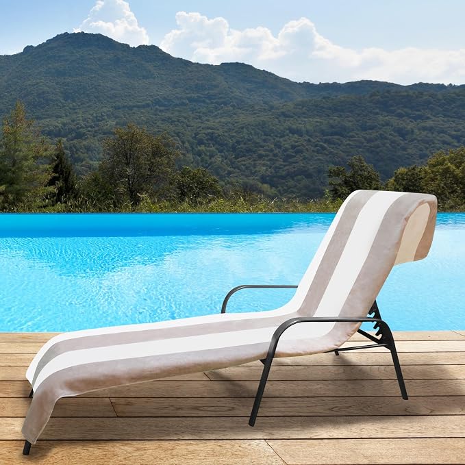 Superior Cabana Cotton Lounge Chair Cover, Outdoor Towel/Chaise Furniture Covers - Image 2