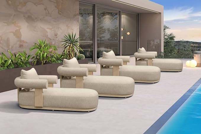 PURPLE LEAF Outdoor Chaise Lounge Set of 4 Chair Modern Aluminum Lounger Daybed by PURPLELEAF
