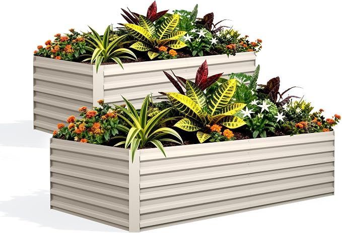 GarveeLife 2pcs 6x3x2 ft Galvanized Raised Garden Bed, Rust-Resistant Raised by GarveeLife