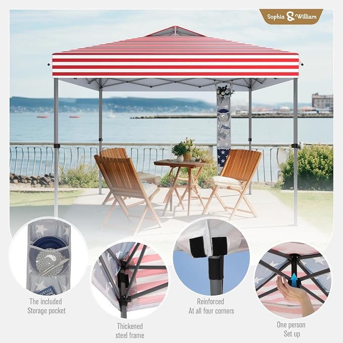 Sophia & William Canopy Tent Pop Up 10x10 ft, One Person Push Set Up Tent - Image 3