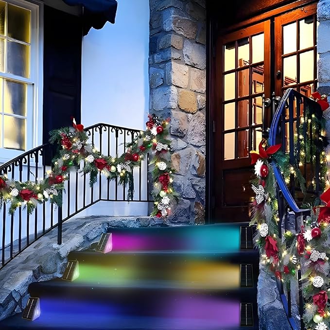 Solar Step Lights, 8 Pack Solar Stair Lights Outdoor Waterproof, Warm White/7 - Image 7