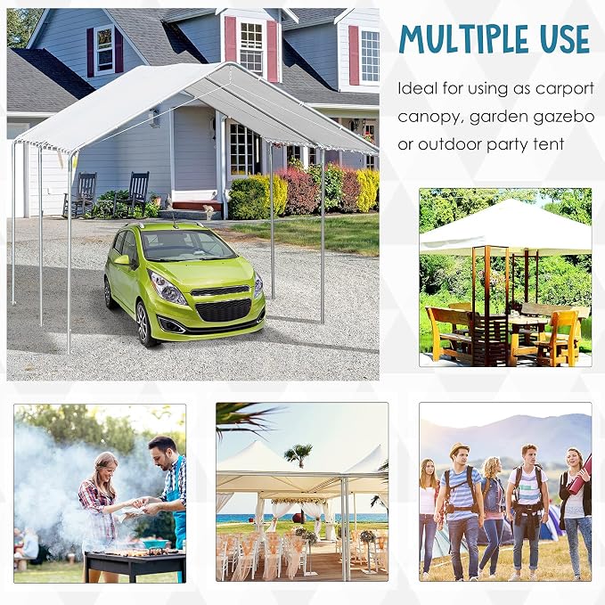 Outsunny 10'x20' Carport Outdoor Heavy Duty Party Tent Galvanized Car Canopy - Image 3