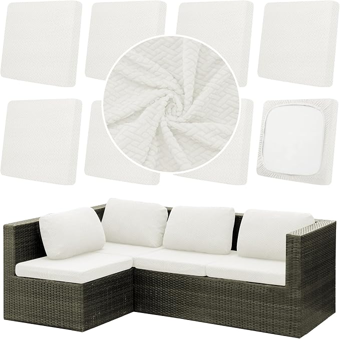 8Pcs Outdoor Cushion Covers, Patio Cushion Covers, Stretch Elastic Slipcovers by dreahoteztil