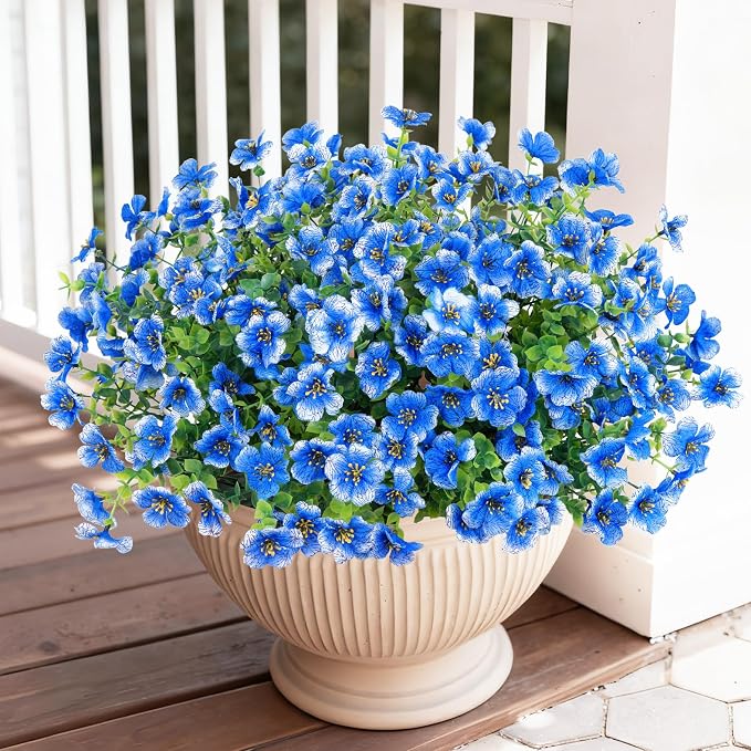 Bassion Artificial Flowers for Outdoors, 24 Bundles UV Resistant Fake Flowers - Image 2