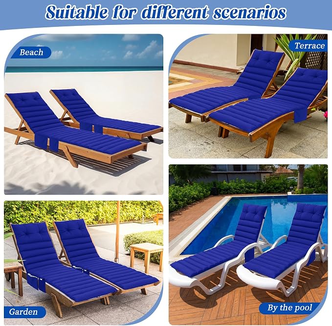 Kigley Outdoor Lounge Chair Cushions Set of 2, 72.8 x 24 x 2.3 Inch Patio - Image 7