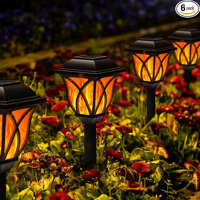 GIGALUMI Solar Lights Outdoor Waterproof, 6 Pack Flickering Flame LED Lights by GIGALUMI