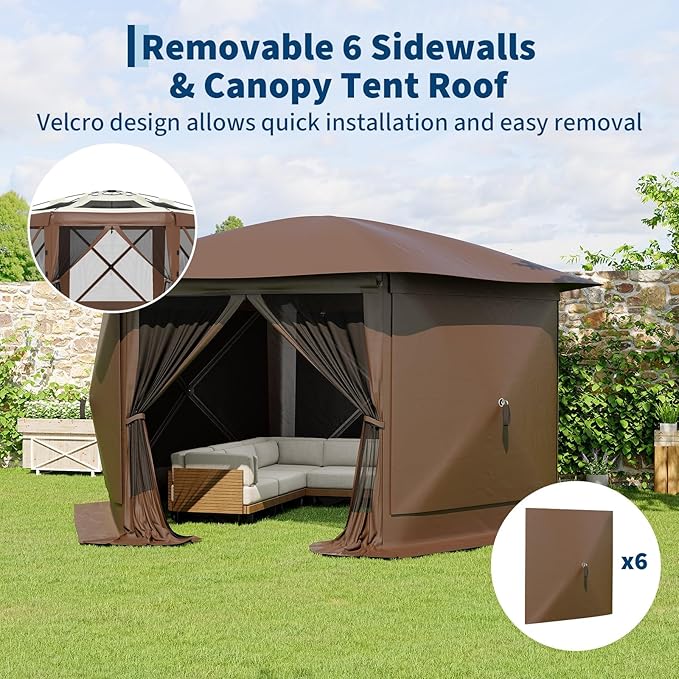 11.5x11.5FT 6-Sided Pop Up Gazebo Tent，One-Push Setup Canopy Tent - Image 4