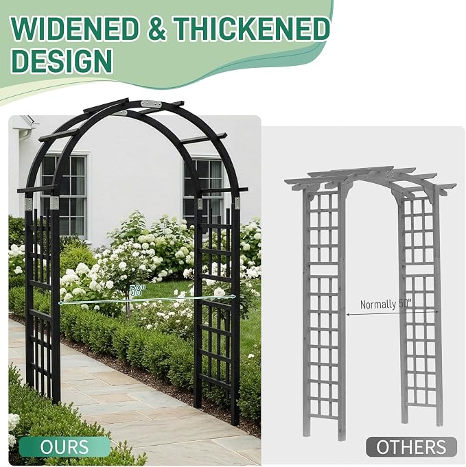 Outvita 7Ft Wooden Garden Arbor Arch, Wood Arbor Trellis, Pergola Archway - Image 7