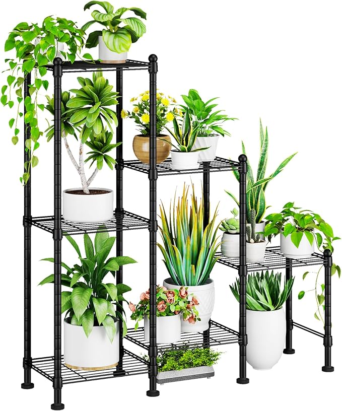 Plant Stand Indoor Outdoor, Heavy Duty Metal Waterproof 6 Tiered Plant Shelf - Image 3