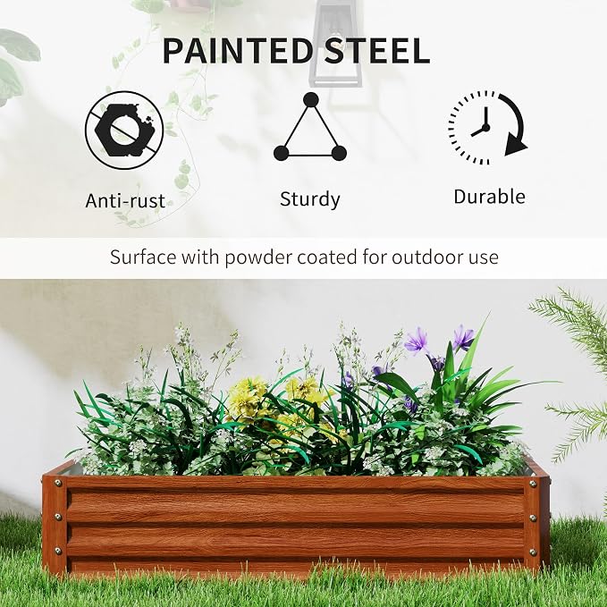Outsunny Galvanized Raised Garden Bed, - Image 3