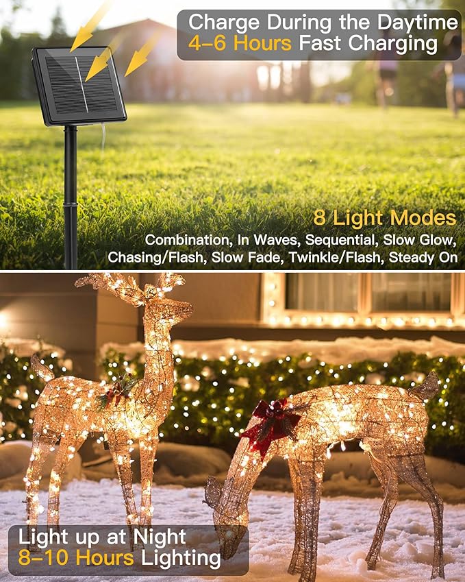 Minetom Solar String Lights for Outside, 33Ft 100 LED Outdoor Solar Fairy Lights - Image 2