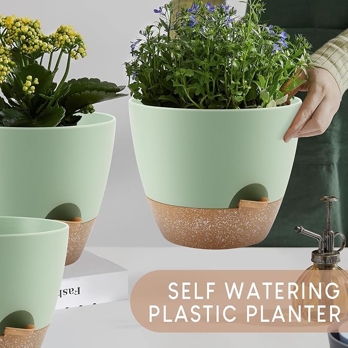 Plant Pots 10/9/8/7.5/7 inch, Self Watering Planters - Image 7