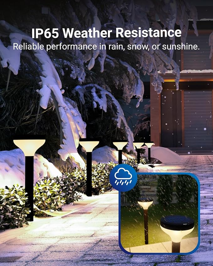 Sunco 6 Pack Round Solar Pathway Lights Outdoor, Super Bright 120 LM, 2CCT - Image 6