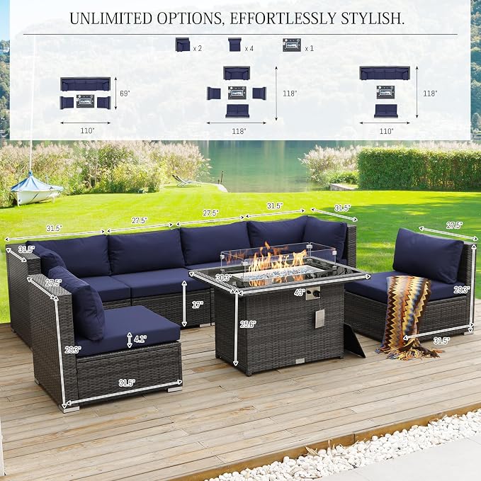 BULEXYARD 7 Piece High Back Outdoor Furniture Set - Image 3
