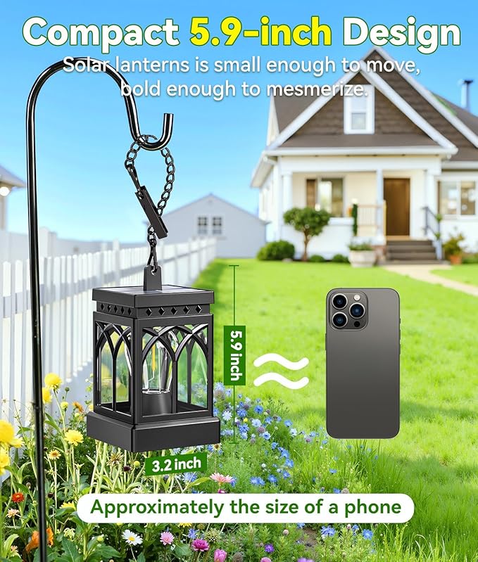 KOOPER 2 Pack Solar Lanterns Outdoor Waterproof, Brighter Hanging Solar Lantern - Image 3